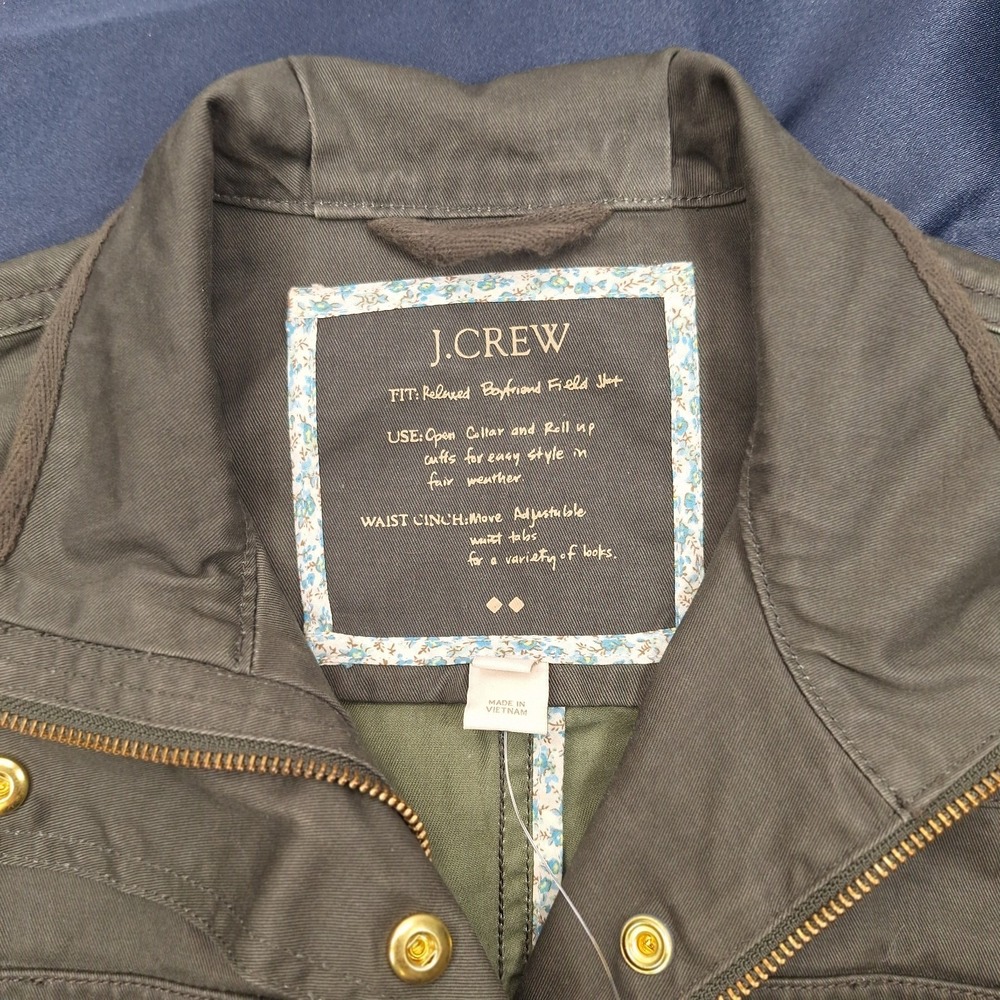J.Crew Women XS Relaxed Boyfriend Field Jacket Green Army Waist Cinch Style NWOT - Picture 5 of 11
